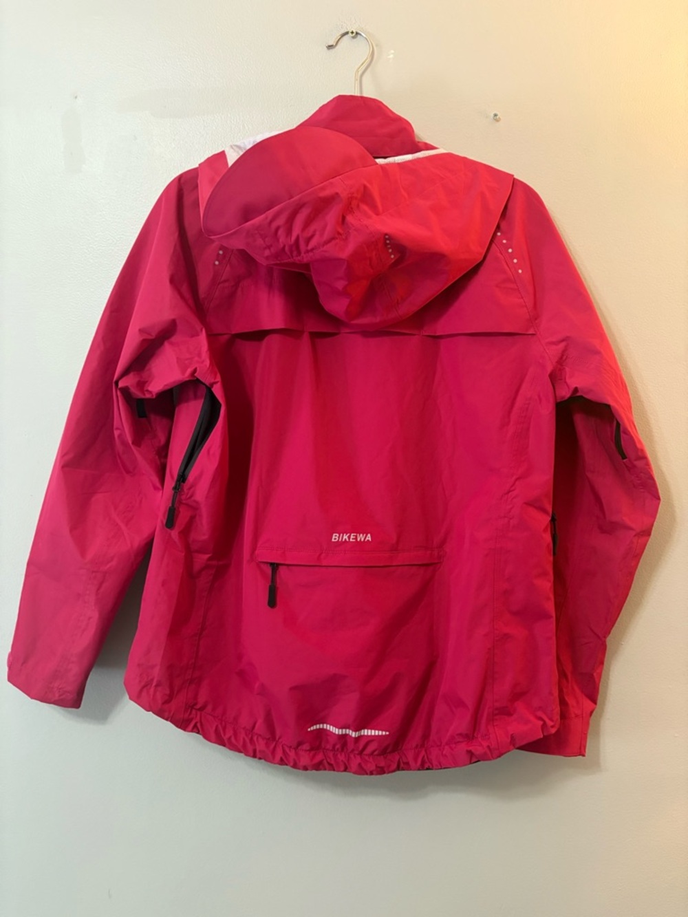 Women’s Utility Bike Jacket - Bright Pink Water-Resistant Hooded Shell - Picture 5 of 6